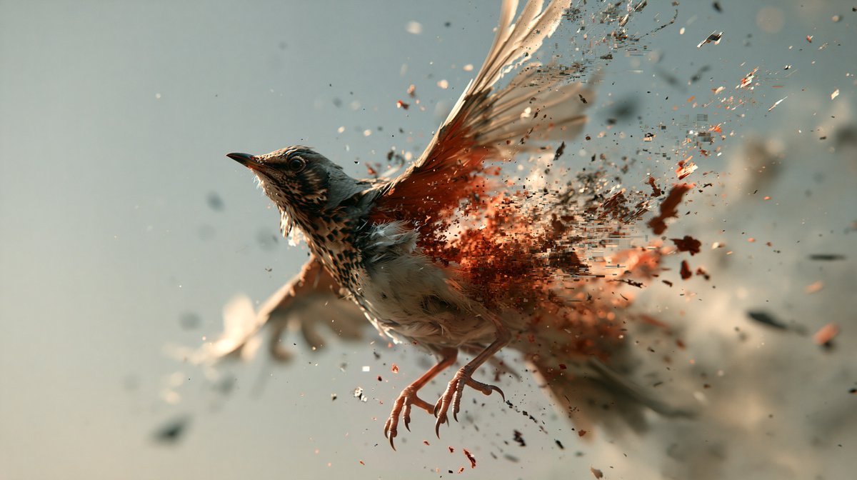Glitch Art Song Thrush 2