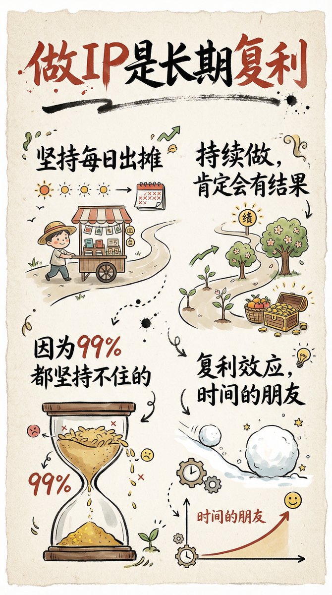 Hand-drawn infographic card about long-term IP building 1