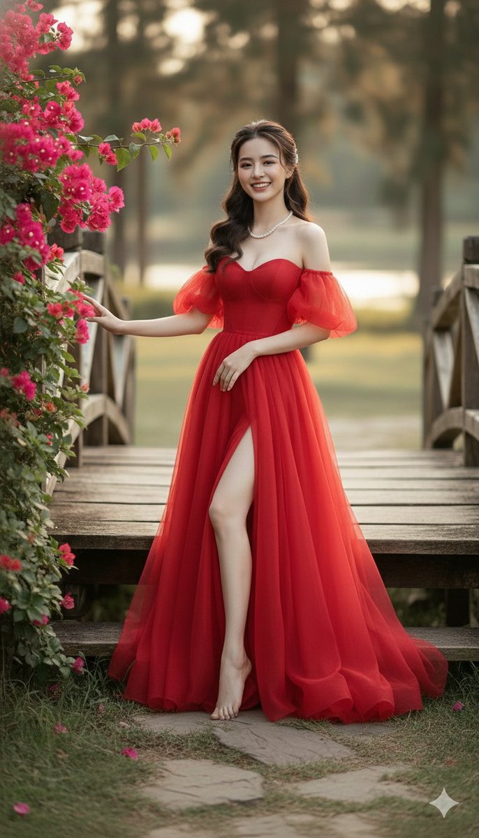 Cinematic Fine-Art Portrait of a Woman in a Red Gala Dress 2
