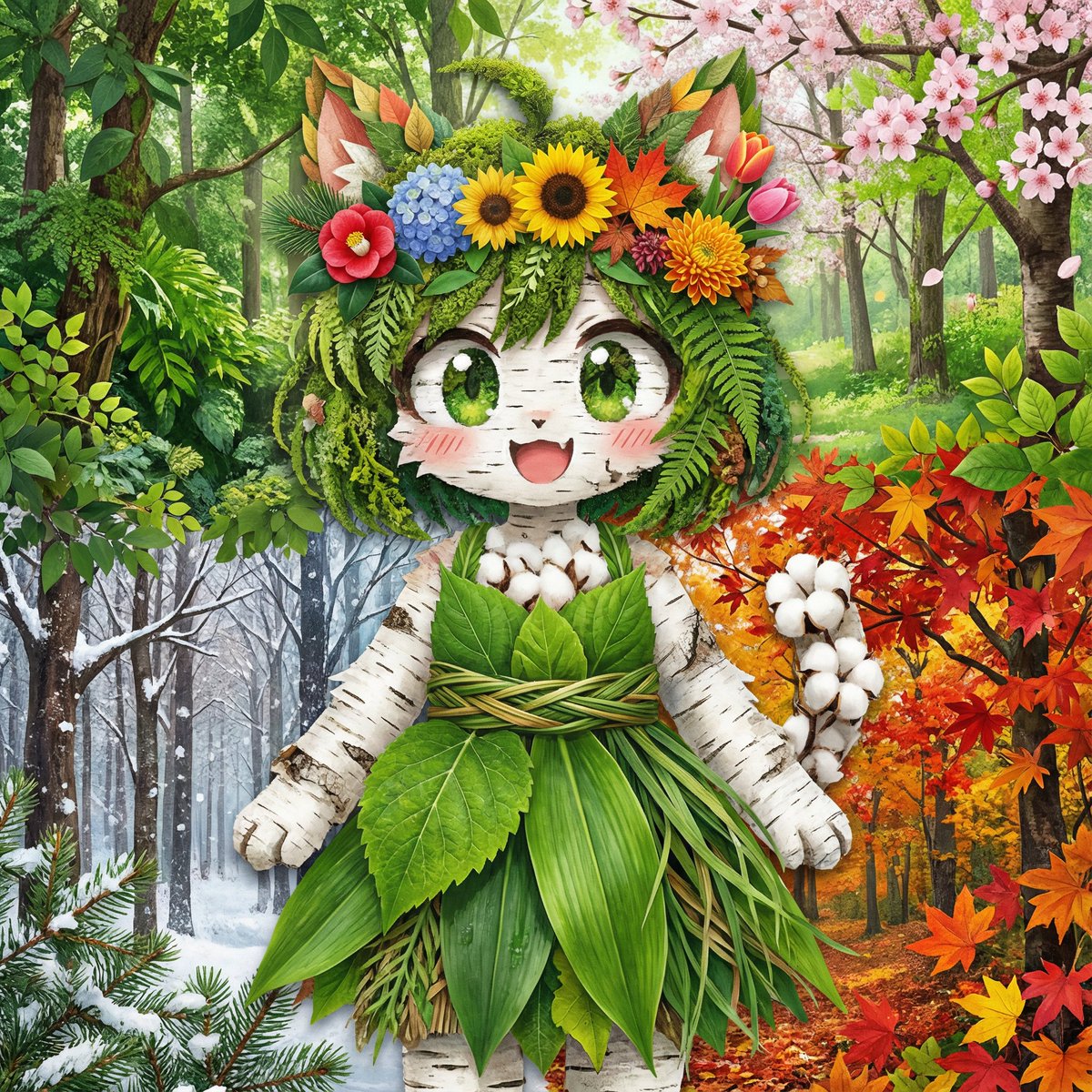 Seasonal forest collage character prompt for Nano Banana Pro 1