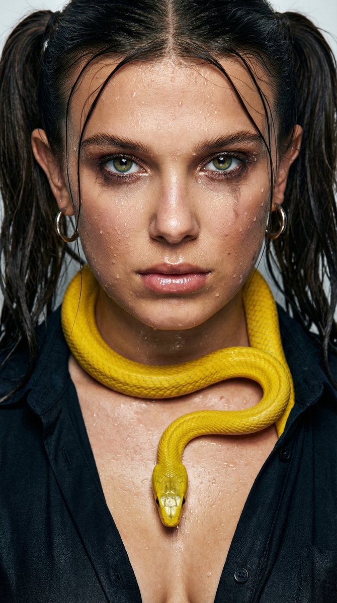 High-Fashion Portrait with Mamba Snake and Tarantula 2