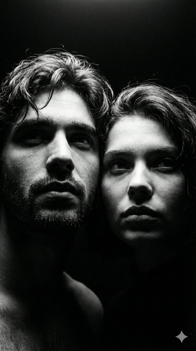Dramatic Black and White Dual Portrait 1