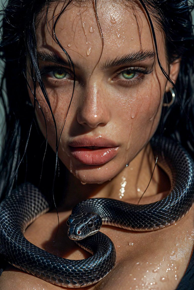 High-Fashion Portrait with Mamba Snake and Tarantula 3
