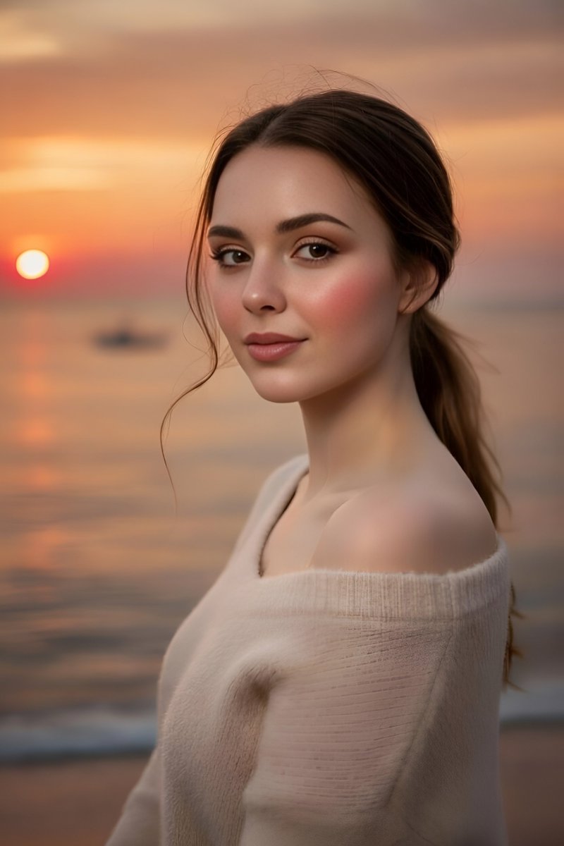 Identity-Locked Golden Hour Beach Portrait 1