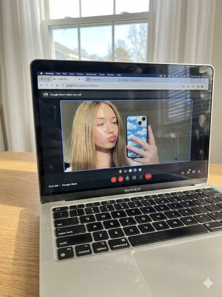 Raw Photo of MacBook Screen During Google Meet Selfie 1