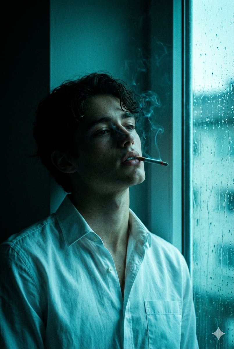 Cinematic Melancholy Portrait in Turquoise 1
