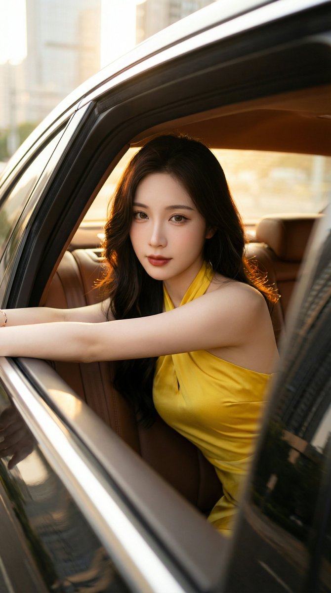 High-Quality Photo of Elegant Chinese Woman in Luxury Car 2