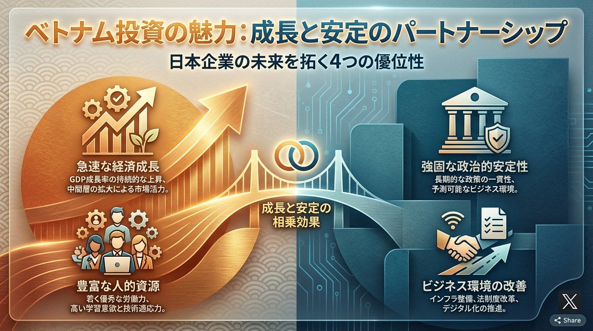 Single-slide about advantages of investing in Vietnam 1