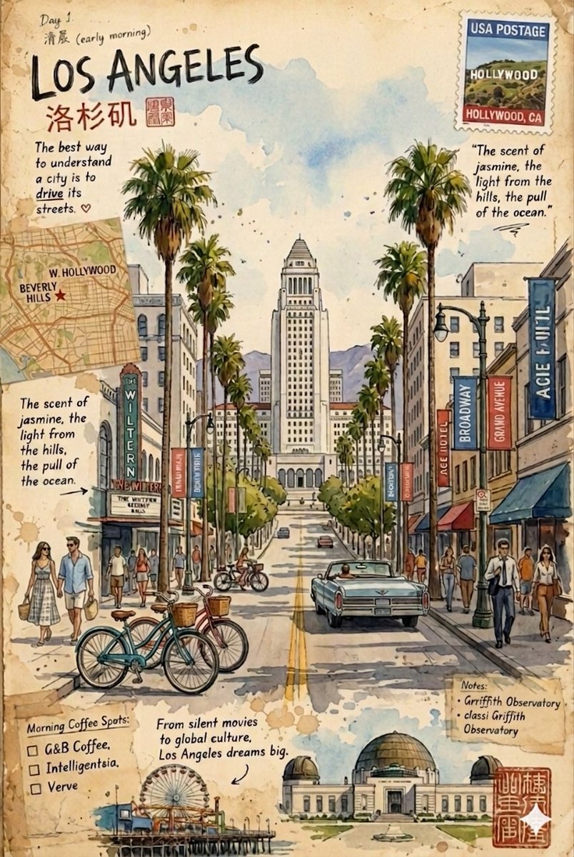 Vintage travel journal watercolor 1