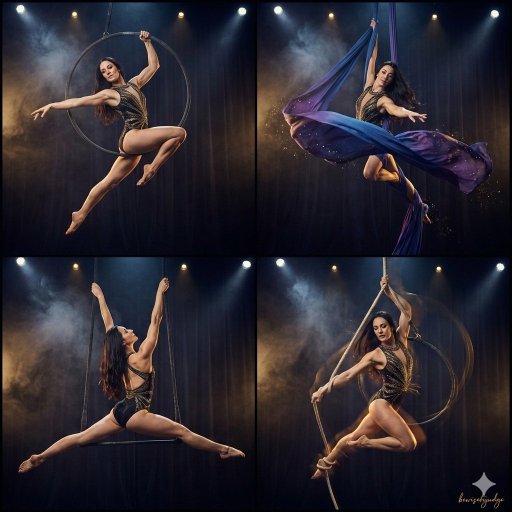 Four-Panel Aerial Circus Composition 1