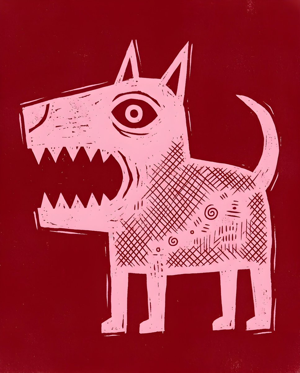 Primitive Stencil Dog Illustration 1