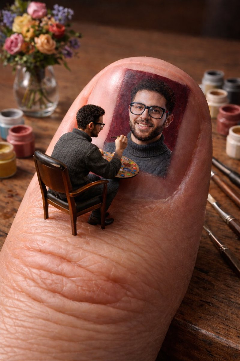 Miniature Artist on Giant Fingernail 1