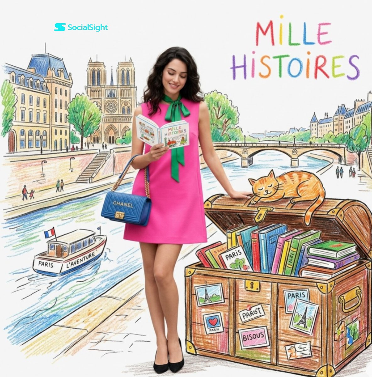 Editorial Fashion Crayon Illustration 2