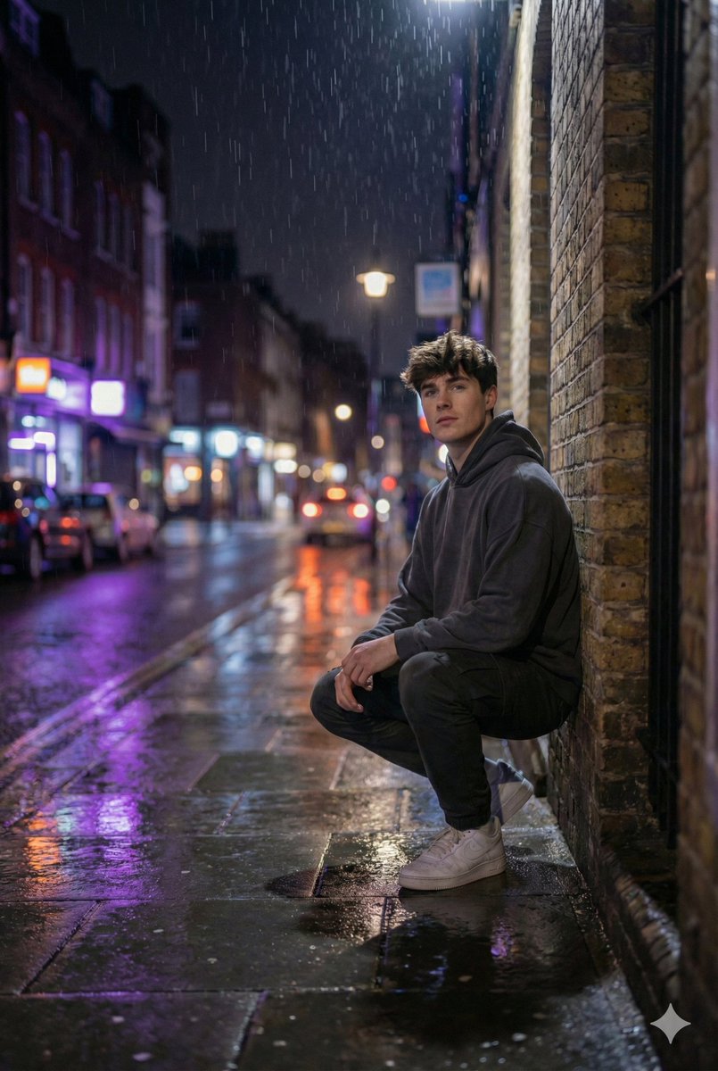 Photorealistic Urban Night Portrait of a British Man 3
