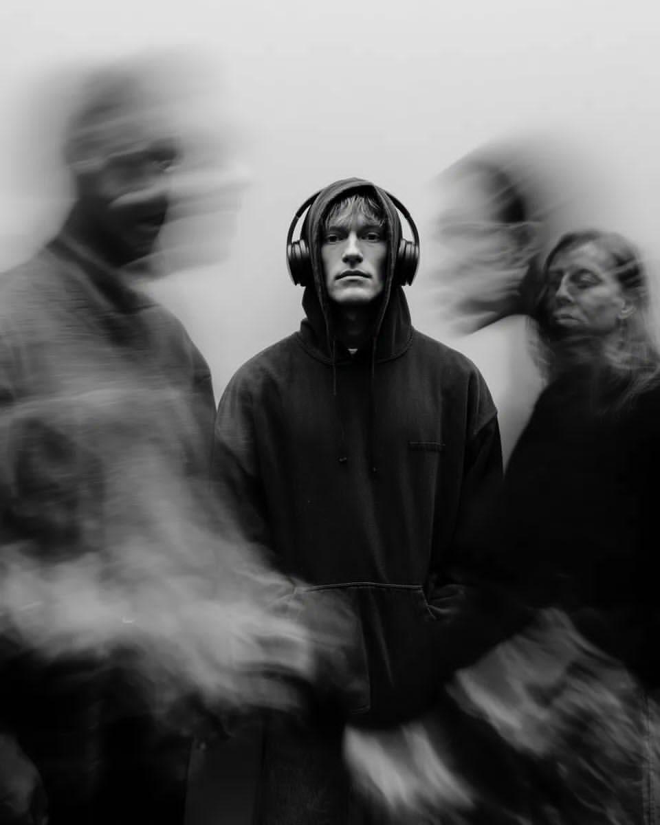 Black and White Cinematic Portrait with Motion Blur 1