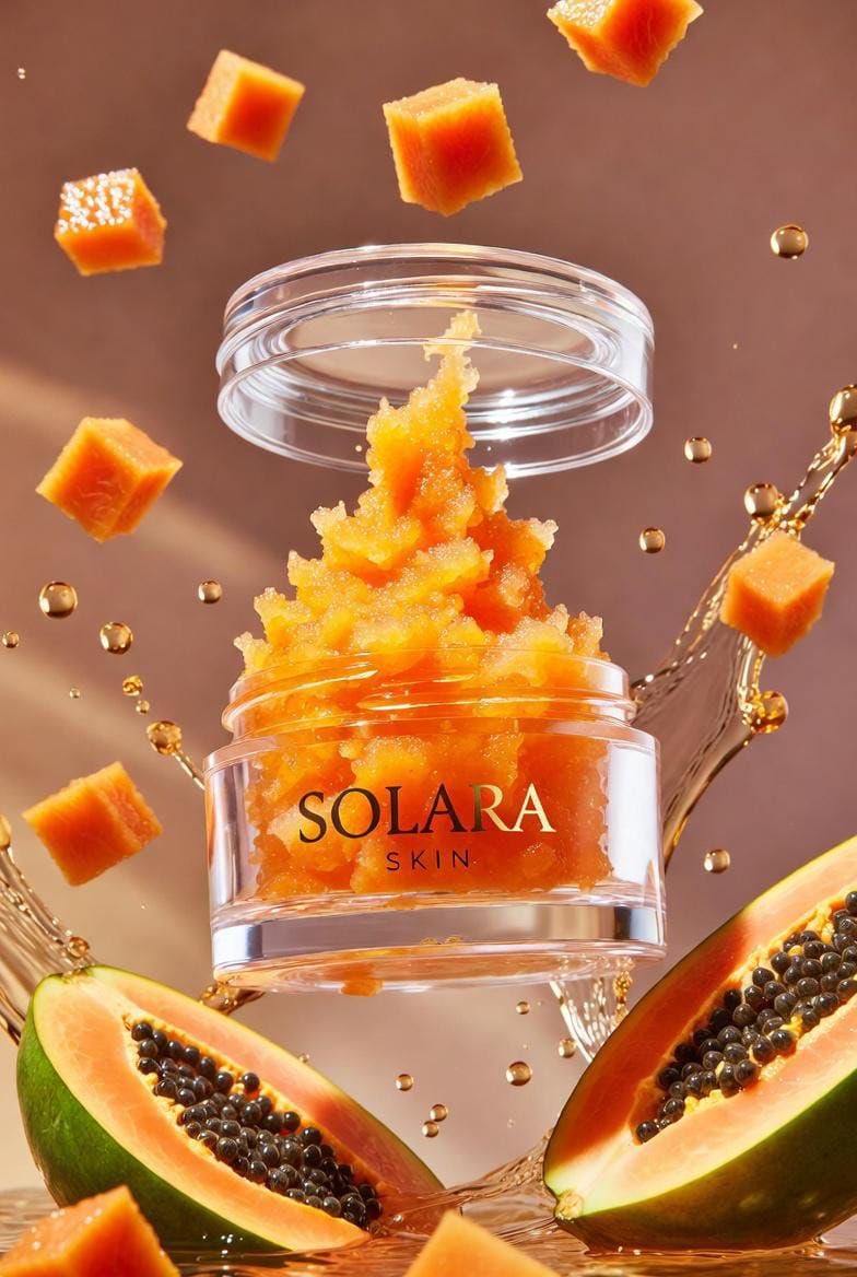 Hyperrealistic Luxury Product Photography of Papaya Scrub 4