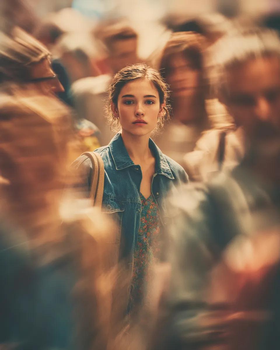 Cinematic Portrait with Motion Blur Crowd 2