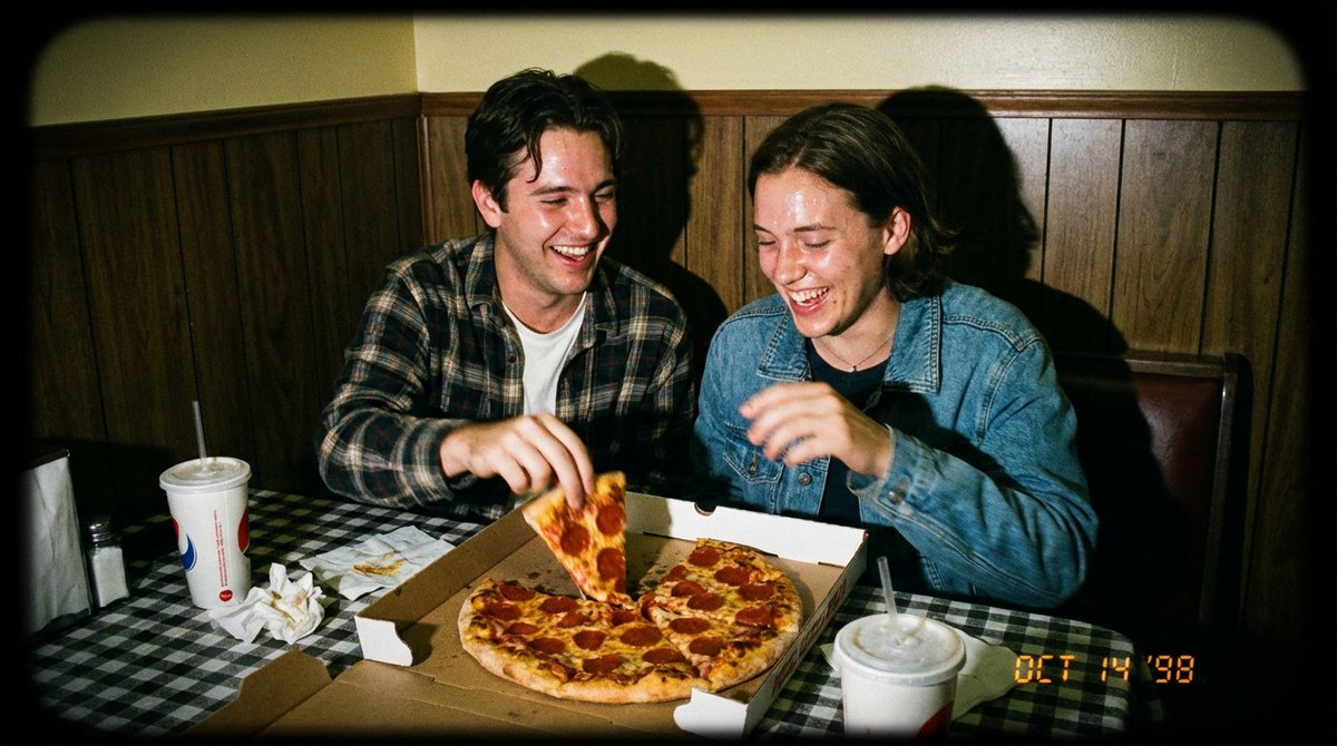 1998 Disposable Camera Photo of Friends in a Diner 1