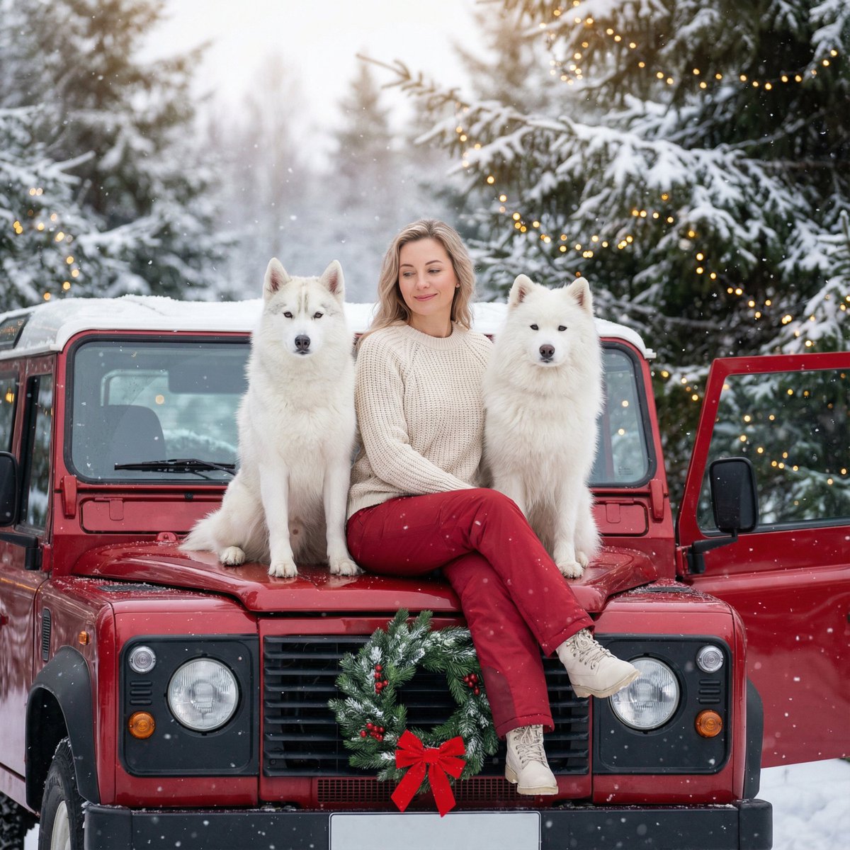 Winter Christmas Photoshoot with Huskies 1