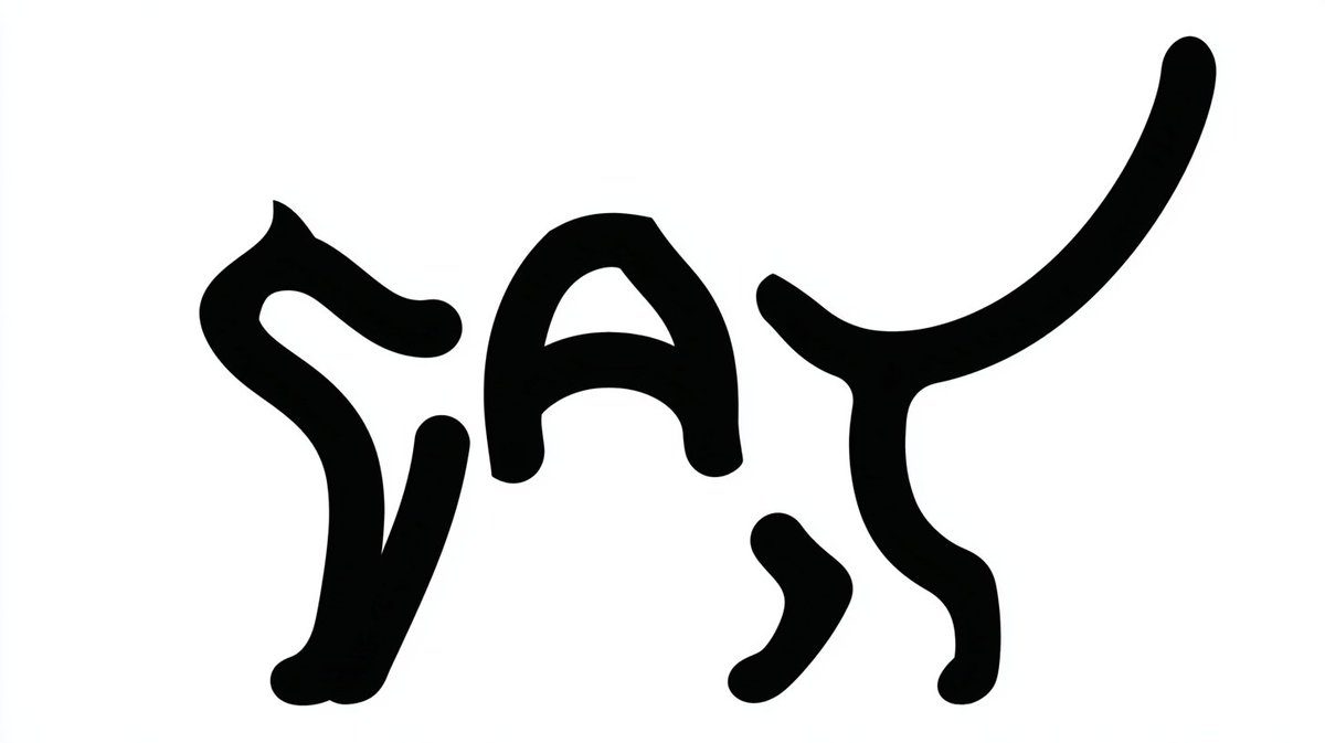 Monochrome Typographic Cat Illustration 1
