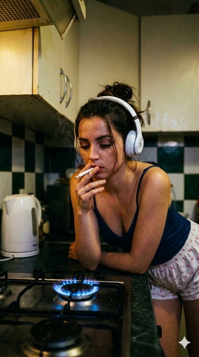 Moody Cinematic Portraits in a Kitchen with Neon Gas Stove Glow (4.4) 2
