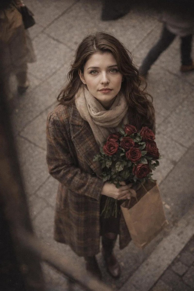 Cinematic Street Photography Portrait with Roses 1