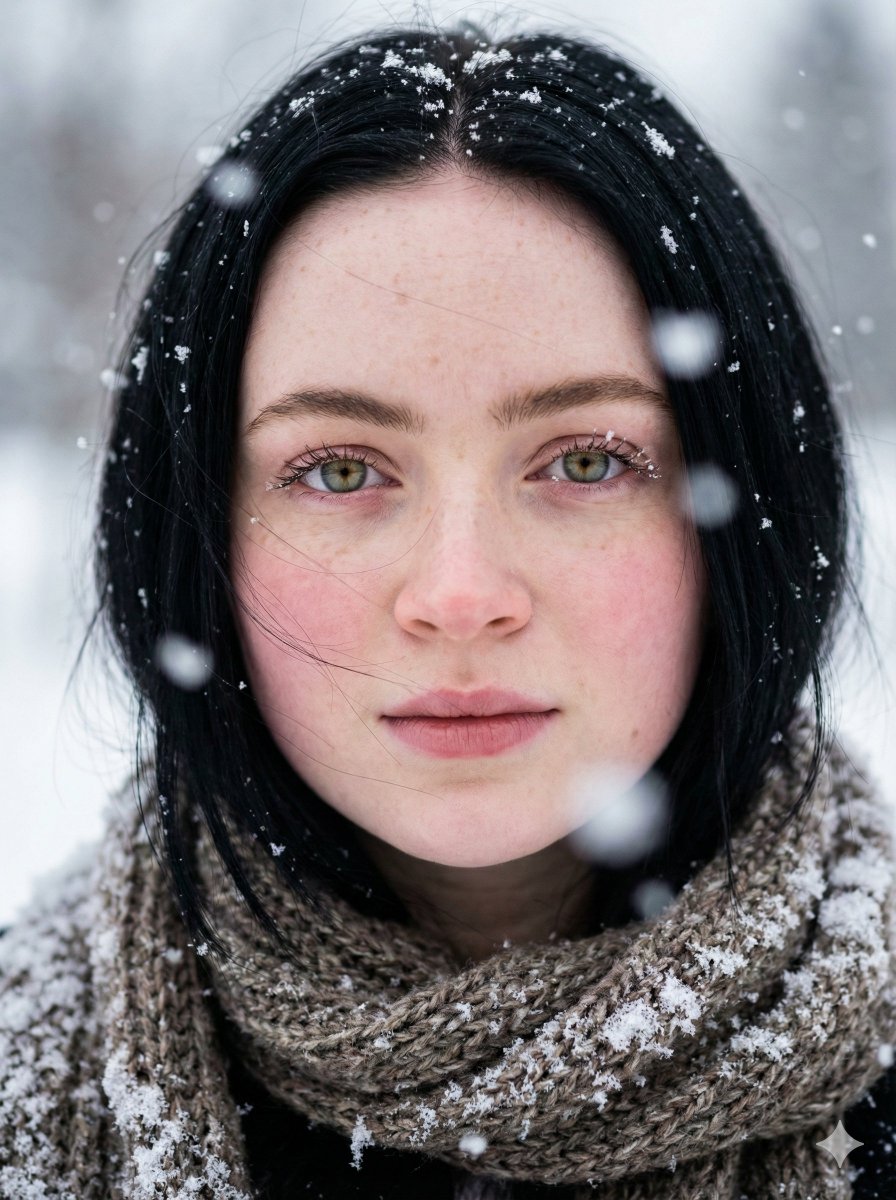 Extreme Close-up Winter Portrait (Sadie Sink/Millie Bobby Brown) 2