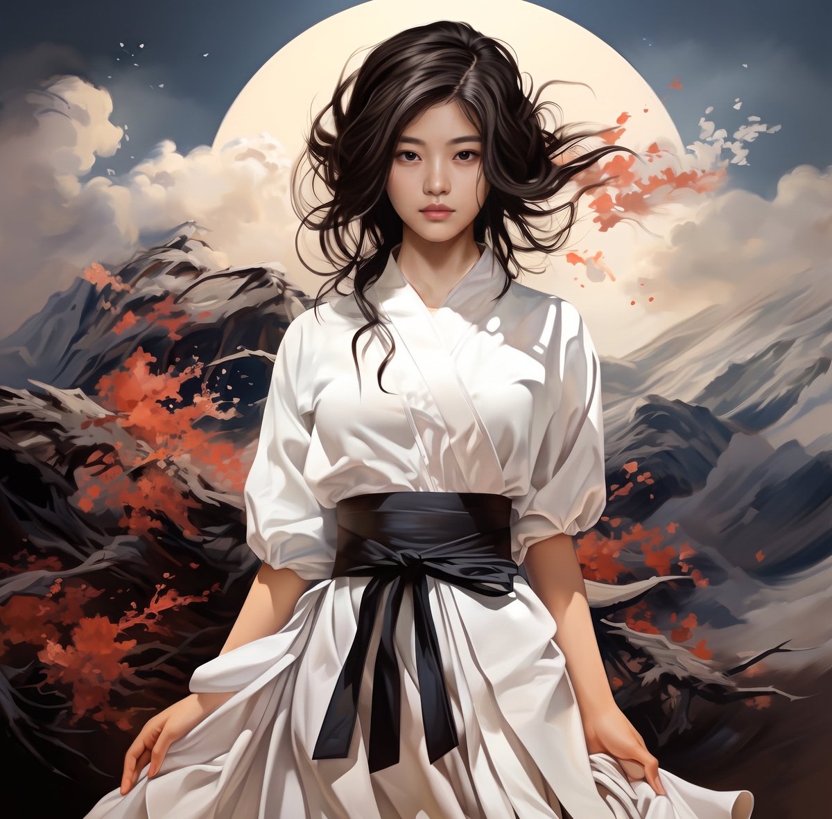 Anime Fine Art Moonlight Mountains 1