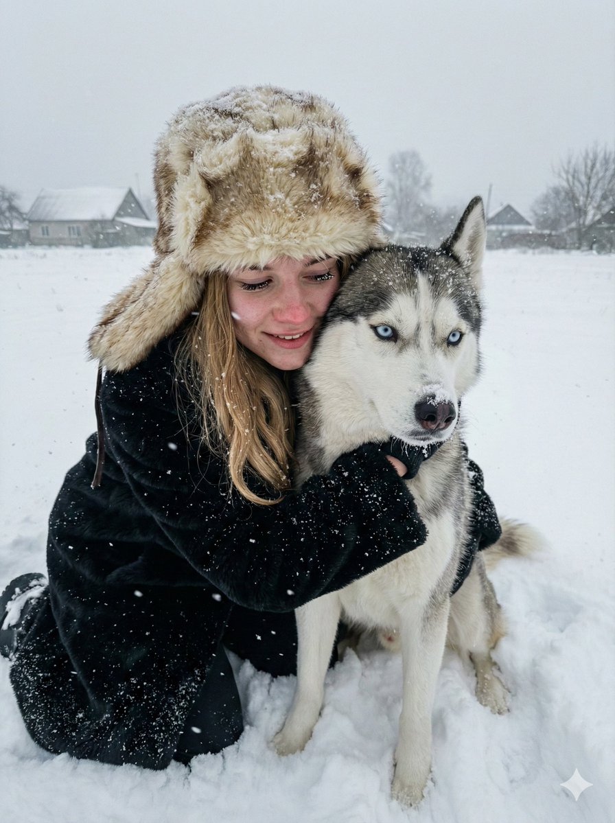 Hyper-realistic Winter Portrait with Siberian Husky 2