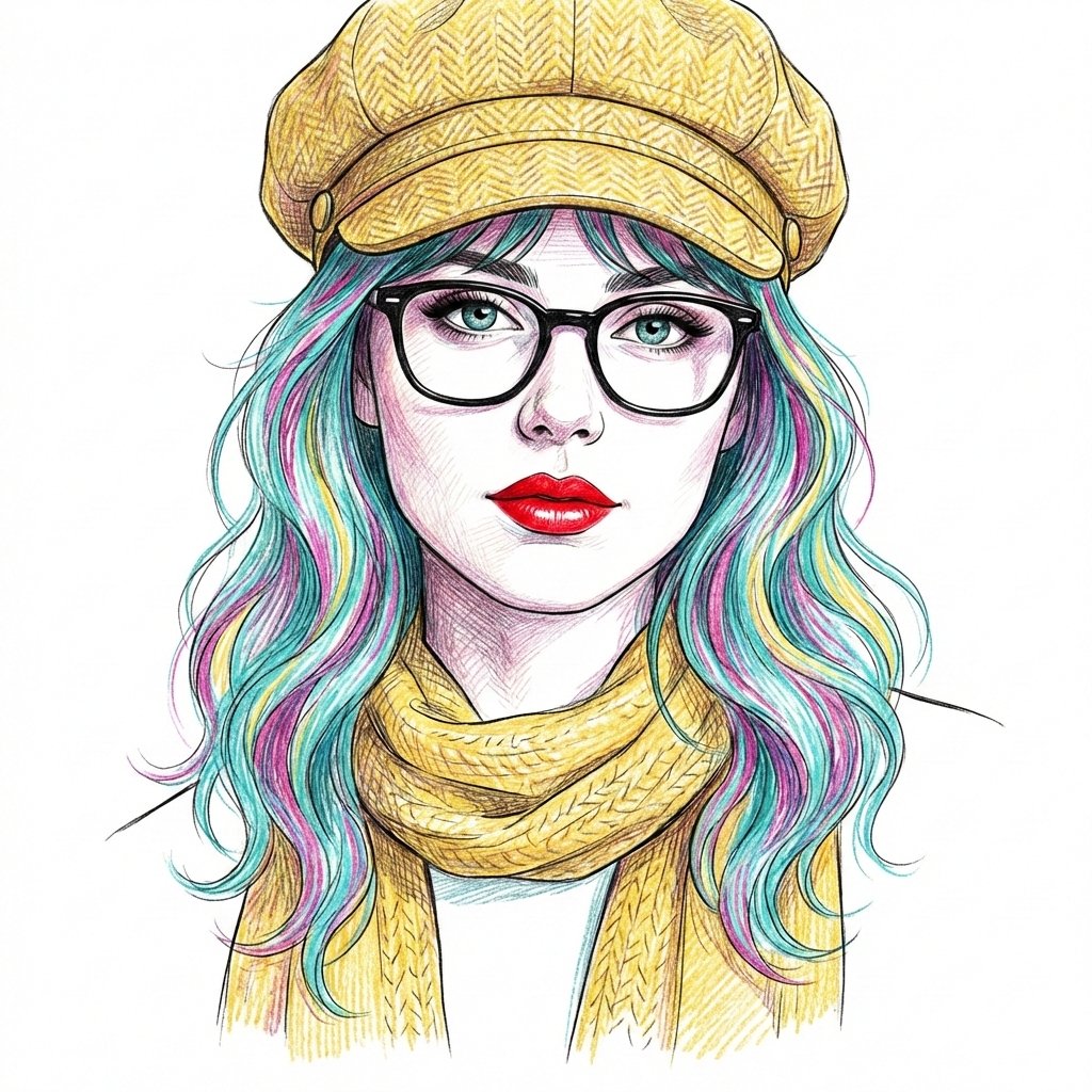 Digital Line Art Portrait Illustration 2