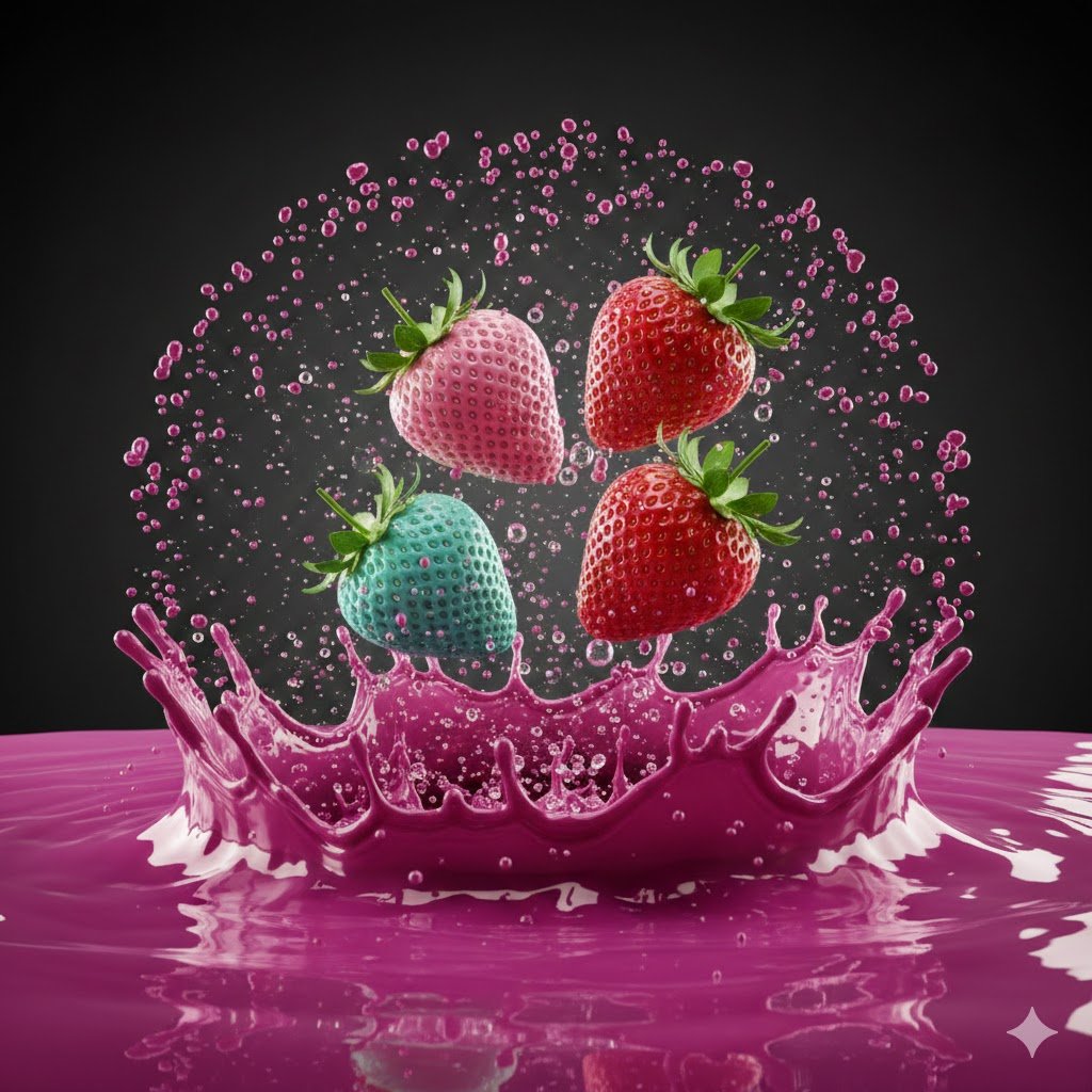 Hyper-realistic Strawberries Splashing in Liquid Prompt 2