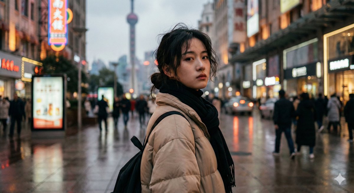 Cinematic Urban Portrait of a Young Woman in Shanghai 3