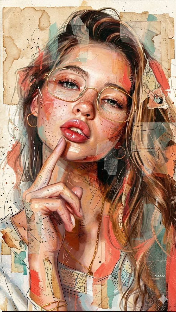 Mixed Media Abstract Portrait Illustration 2
