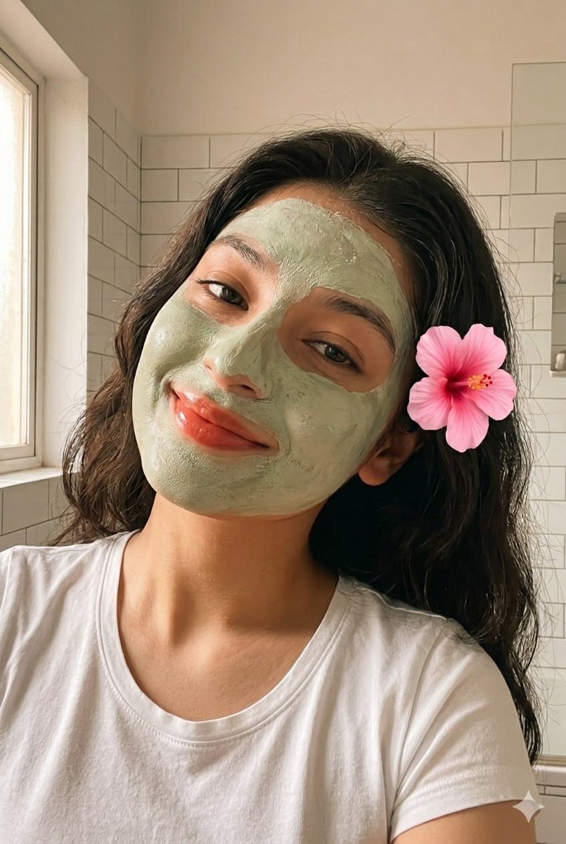 Clay Face Mask Bathroom Selfie 1
