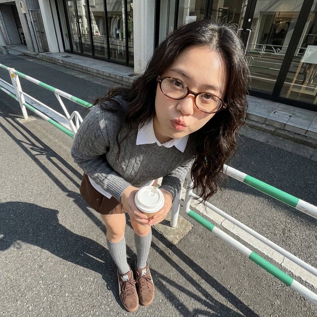 Photorealistic Cute Academic Street Photography Portrait 1