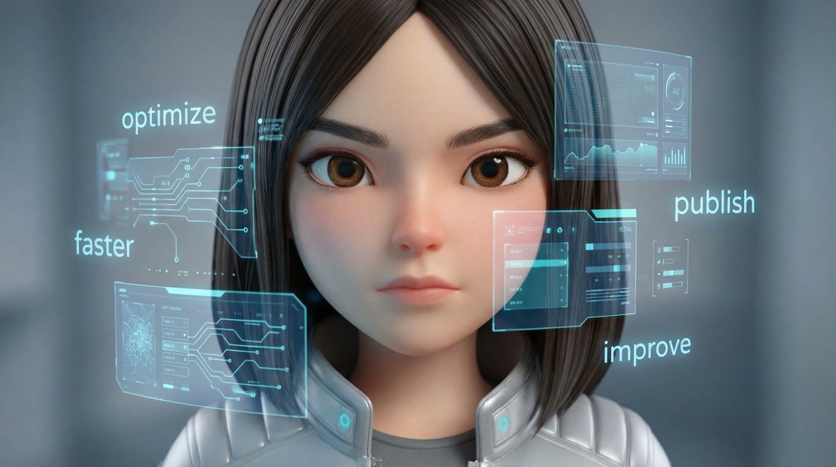 Medium Shot of Character Interacting with Floating Interface 2