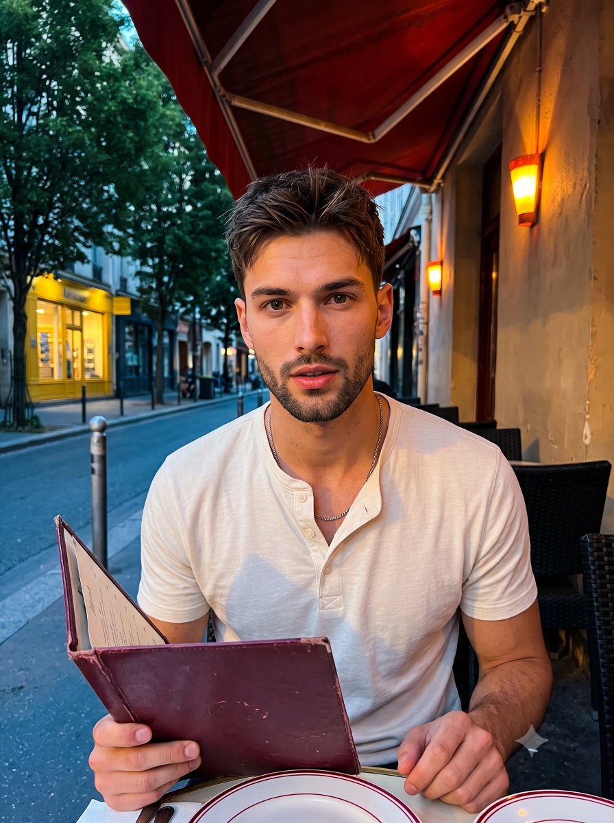 Man at Outdoor Cafe Portrait 1