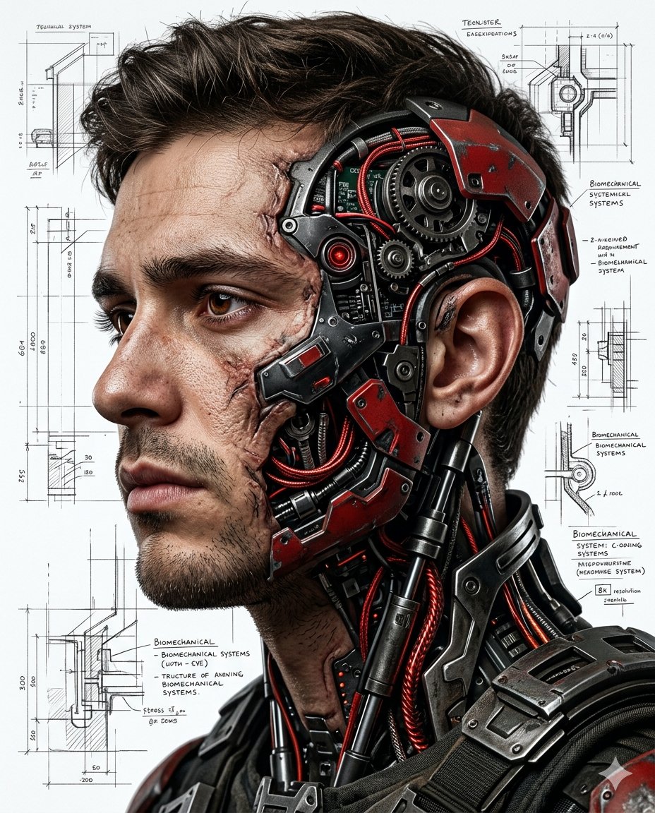Hyper-realistic Cyborg Side Profile 1