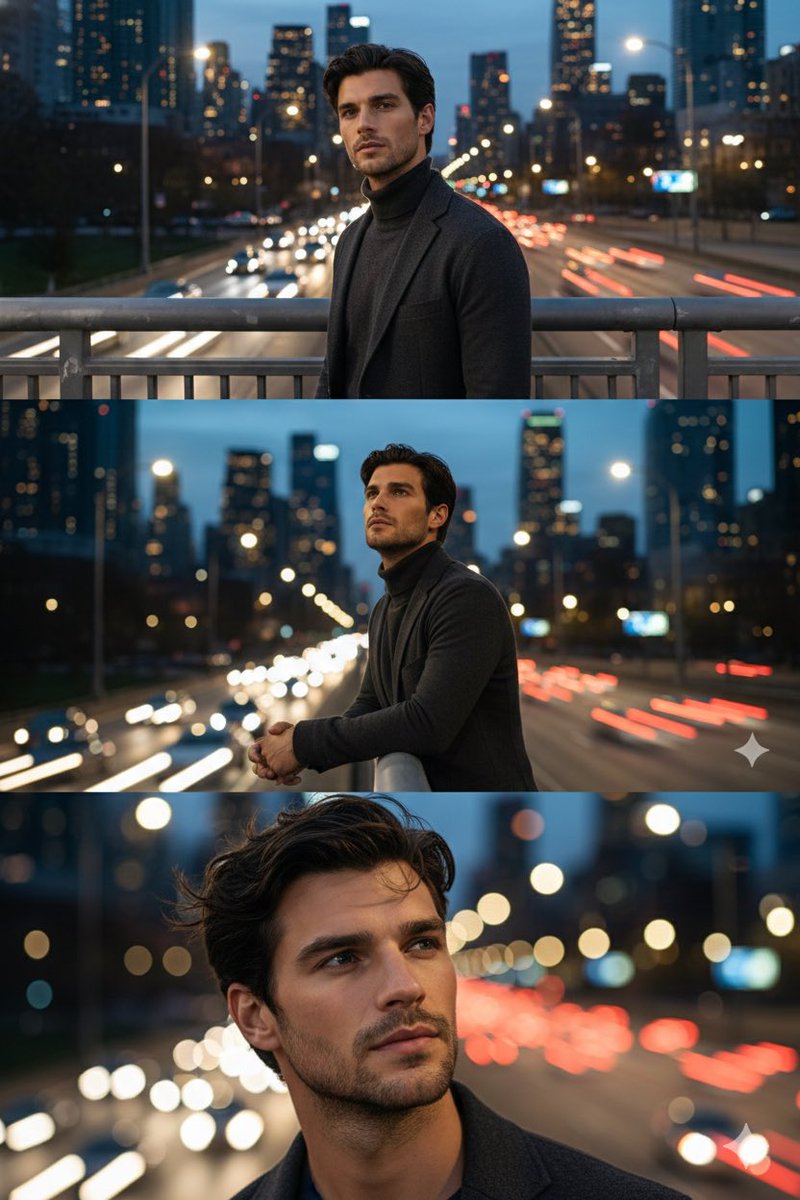 Cinematic Triptych Portrait in Night City 1
