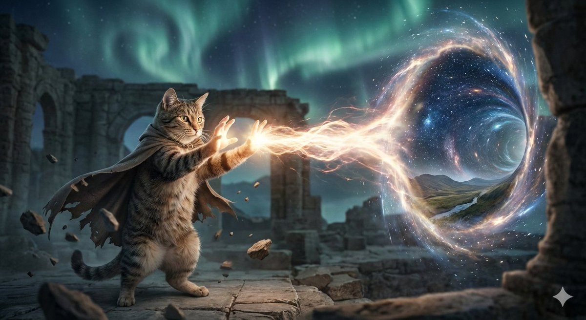 Surreal Cat Shooting Power to Open Wormhole 2