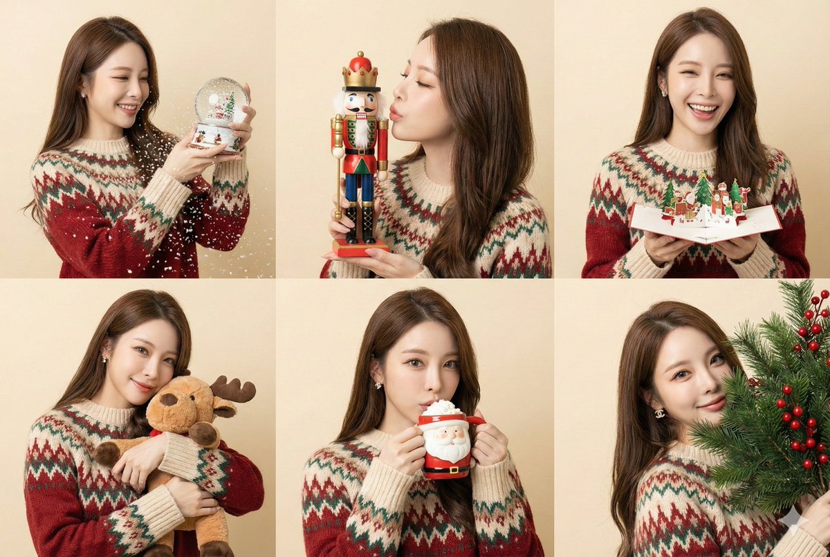 Christmas Fair Isle Sweater 6-Panel Grid Portrait 1