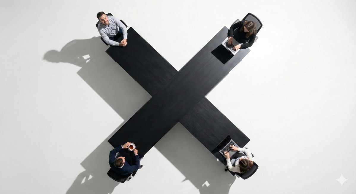 Top-Down Flat Lay of Custom-Shaped Conference Table 1