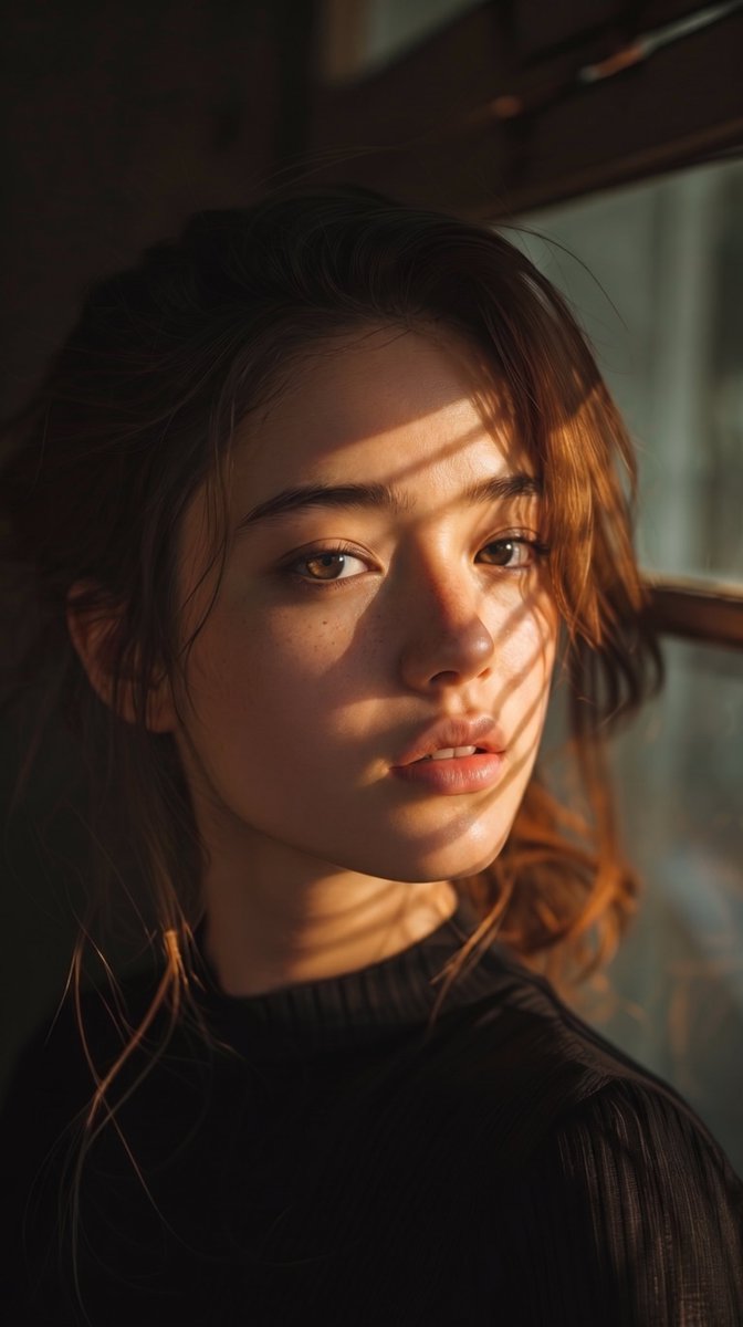 Golden Hour Slatted Shadow Portrait 1