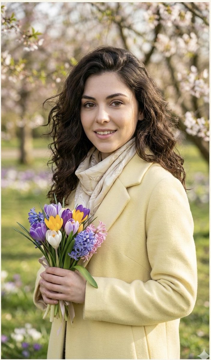 Realistic Spring Greeting Card Portrait 1