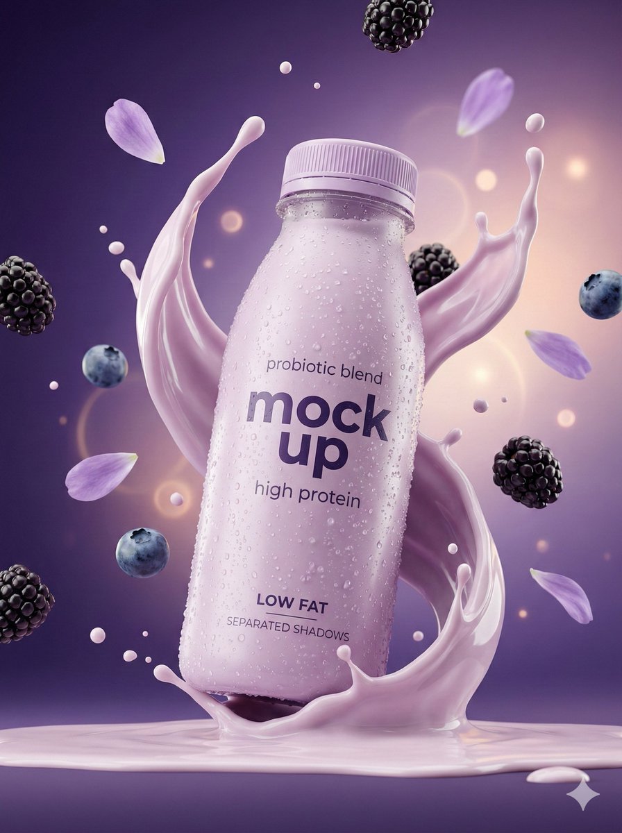 Hyper-Realistic Commercial Product Photography Showcase (Yogurt & Electrolyte) 1