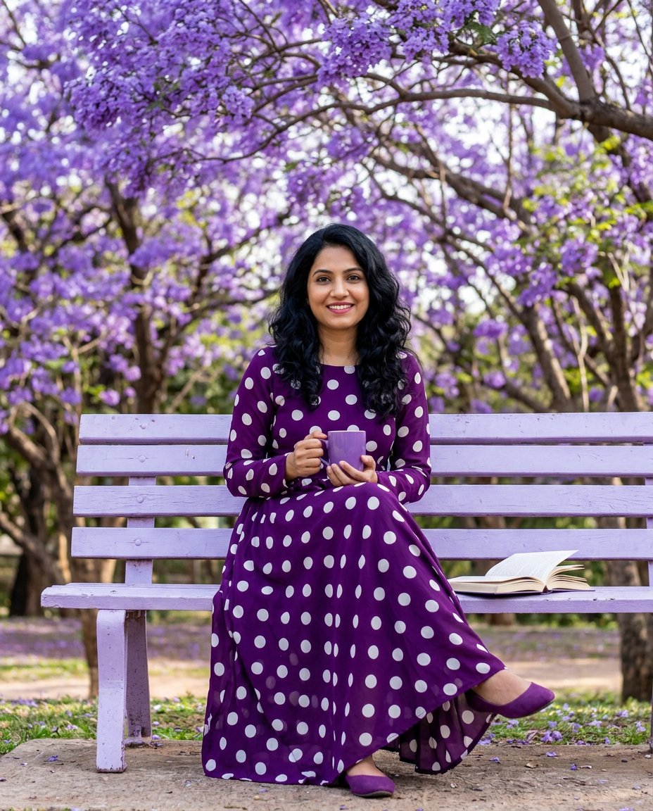Jacaranda Garden Portrait with Reference 1