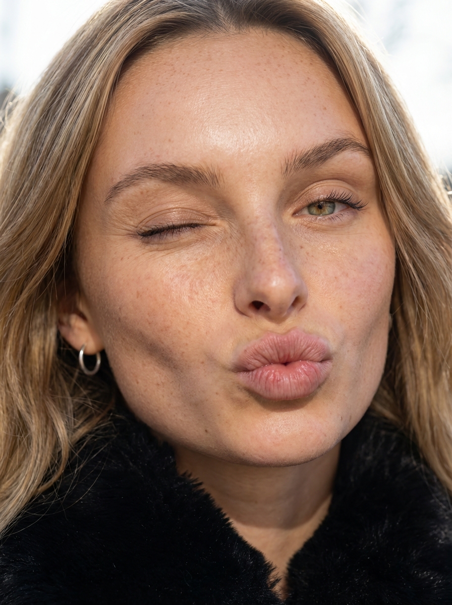 Macro Portrait with Wink and Pucker 2
