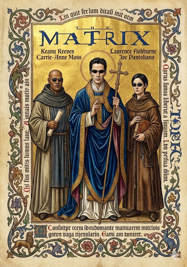 Medieval Illuminated Manuscript of The Matrix Characters 1