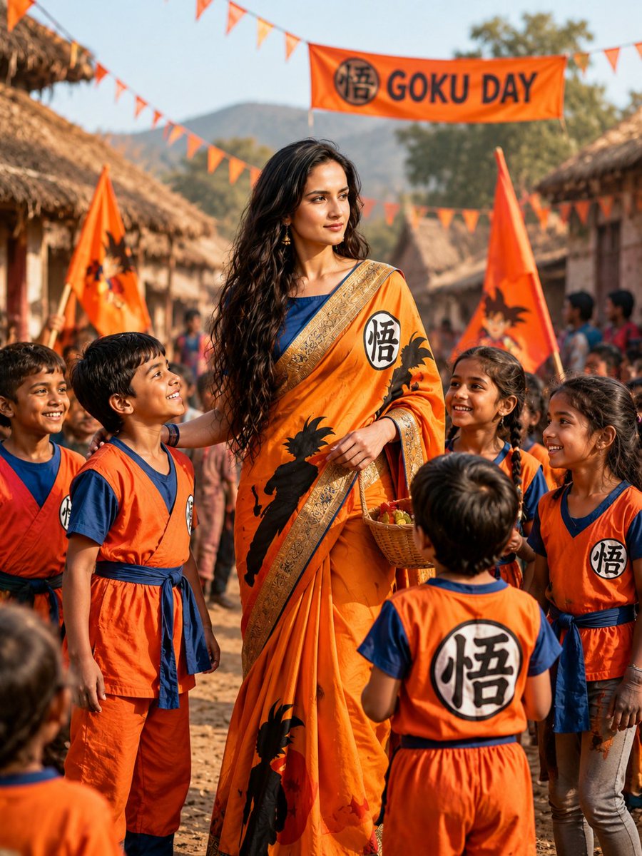 Goku-Inspired Saree Village Celebration 1