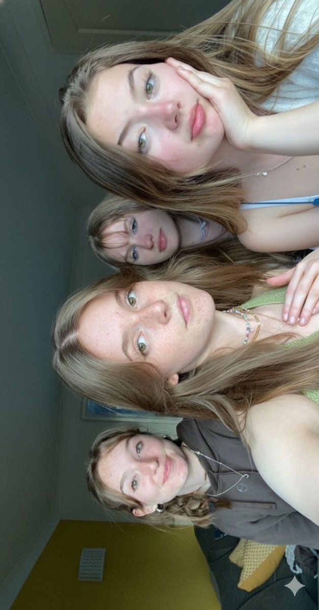 Candid Bedroom Selfie of Three Freckled Girls 1